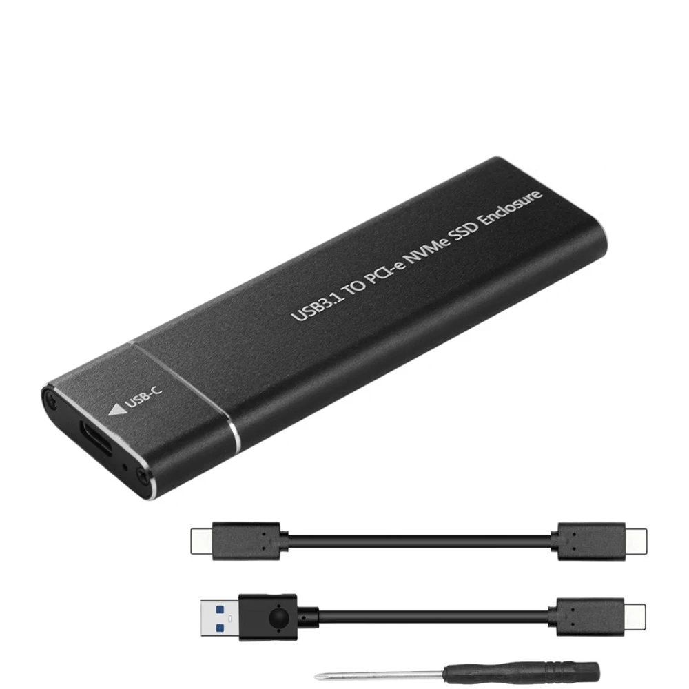 Black 2 cables 10 Гбит/с USB 3,1 Gen2 к M.2 NVME NGFF диск PCIe SSD корпус NVME M-Key к type C твердотельный накопитель адаптер чехол для NVMe m2 SSD - Color: Black 2 cables