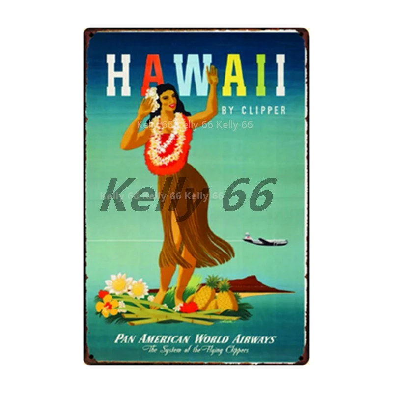 [Kelly66] Город Куба Aloha Hawaii формы Тики Бар пляжные металлический знак олова плакат