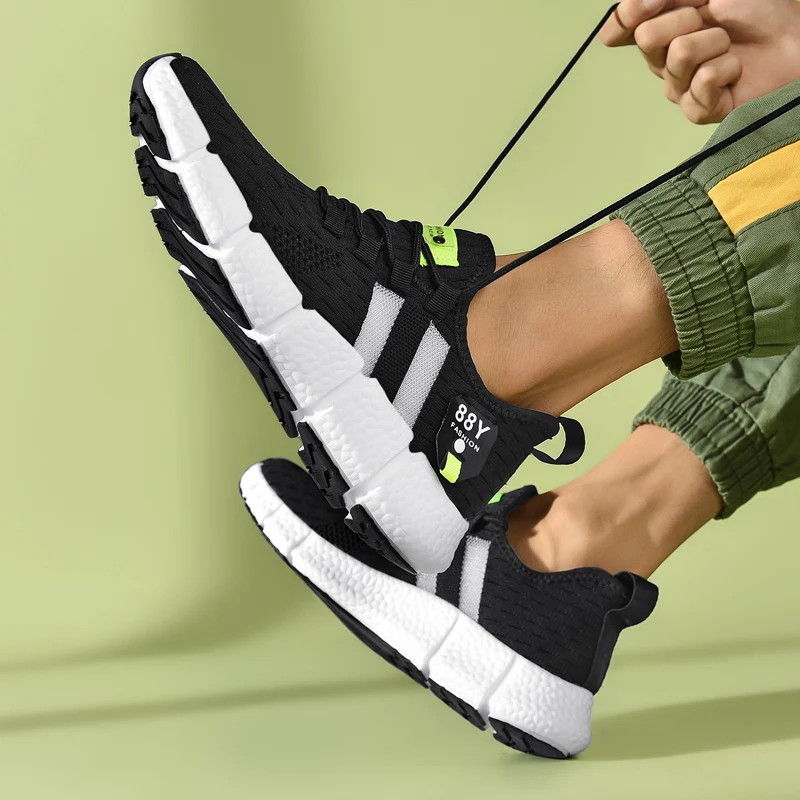 SMS New Men Shoes Summer Running Shoes Men Lace-up Sneakers Trainers Zapatillas Breathable Sports Shoes Outdoor Walking Sneakers