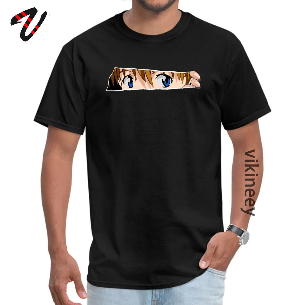 Мужская футболка с круглым вырезом Asuka черная рисунком аниме Шотландия ээл