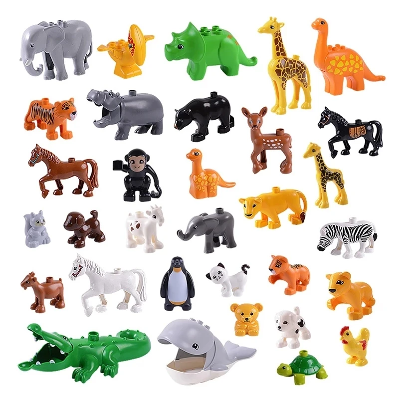 

Big Animals Happy Zoo Parts Building Blocks Set Elephant Horse Panda Baby Toys For Children Educational Toy kids gift Friends
