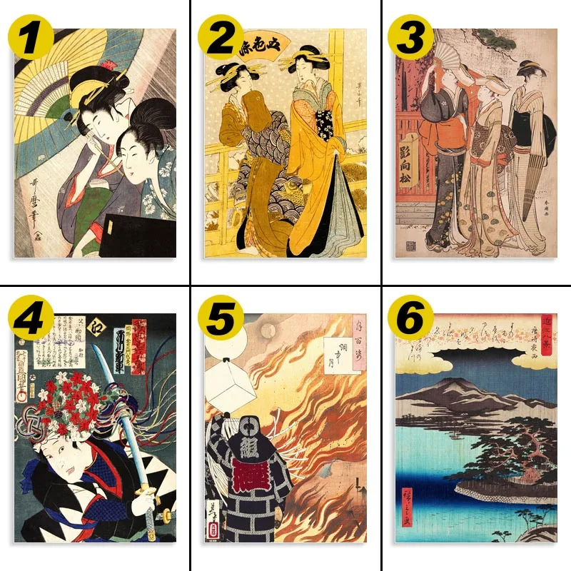 

Classic Series Kimono Woman Samurai Posters Retro Canvas Print Modern Study Living Room Decoration Picture Painting Art Wall
