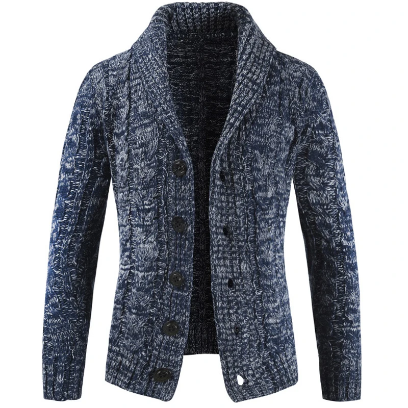 

Мужской облегающий свитер, плотный вязаный кардиган, Повседневный свитер в Корейском стиле, зима 2021