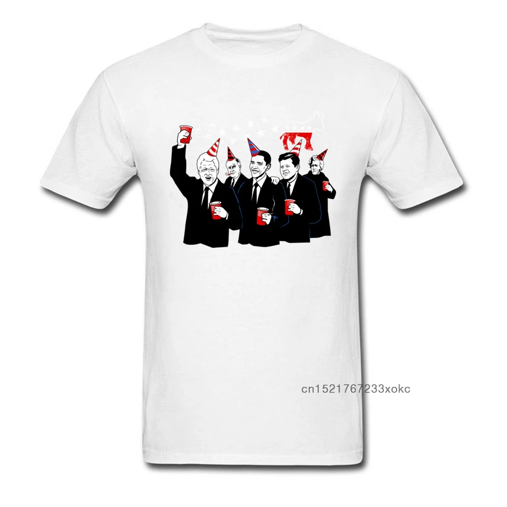 Вечерние мужские футболки с принтом Обамы Трампа модные из хлопка|Мужские