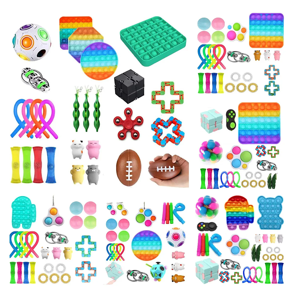 

1-29PC Fidget Toys Anti Stress Set Stretchy Strings Gift Pack Adults Children Squeeze Sensory Antistress Relief Figet Toy
