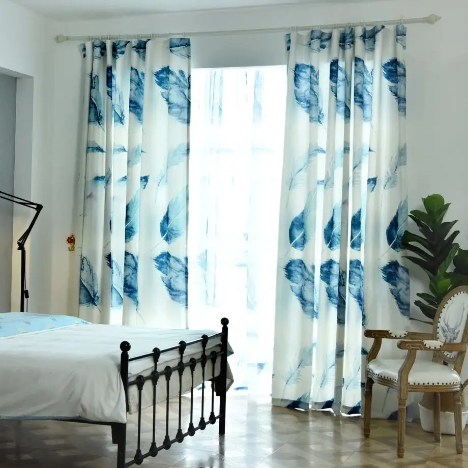 Grey Feather Curtain For Living Room Blackout Purple Sheer Voile Fabric Window Bedroom Linen Modern Shade Drape Blinds X615#30 | Дом и сад