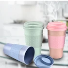 Кружка для напитков из натуральной пшеничной соломы с силиконовой крышкой, новая портативная кружка для путешествий, кружка для пары, подарок, офисная кружка для молока и кофе с защитой от горячего воздействия