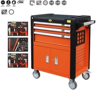 professional 106pcs 3drawers of tool cabinet trolley with adjustable wrench different accessories automotive tools trays