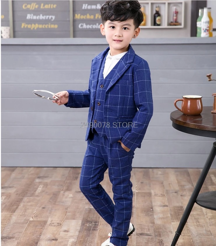 Костюм для мальчиков с цветочным рисунком Блейзер жилет брюки галстук комплект