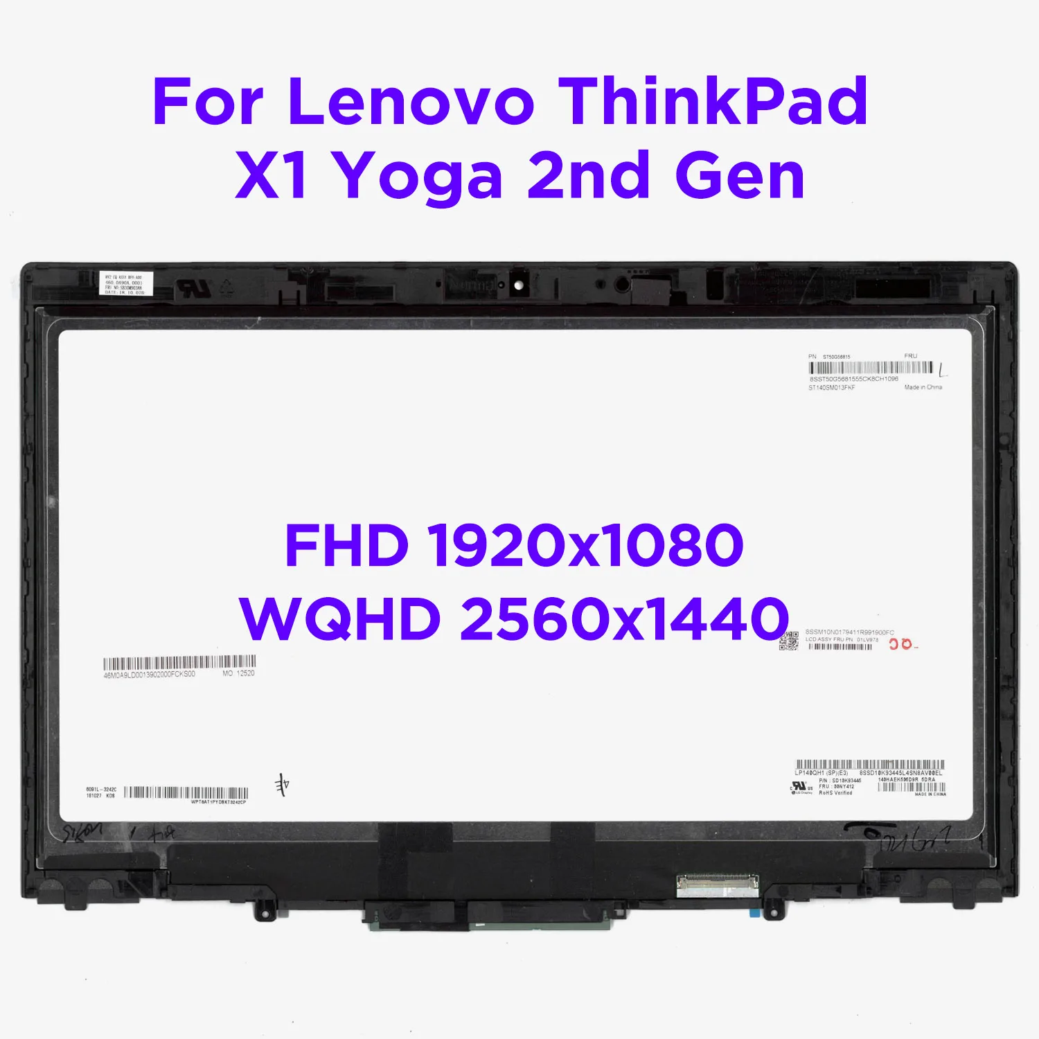 LCD Touch Screen Digitizer Assembly For Lenovo ThinkPad X1 Yoga 2nd Gen 2017 20JD 20JE 20JF 20JG 14.0 Laptop Display Replacement
