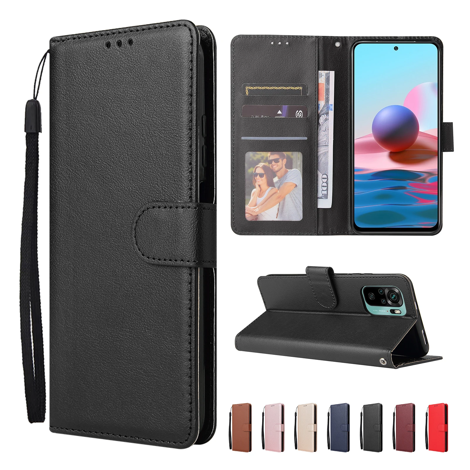 

Solid Color Wallet Case For Huawei P8 P9 P10 P20 Lite P30 Pro P40 Lite E Nova 5T Honor 20 Pro P Smart 2020 Card Slot Flip Cover