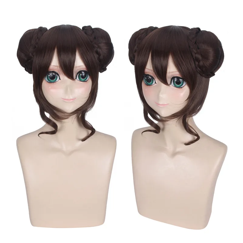 

Glory of the King's Game Valentine's Day Pure White Flower Married Xiaoqiao Cosplay Wig Brown Double Pack Curly Short Hair