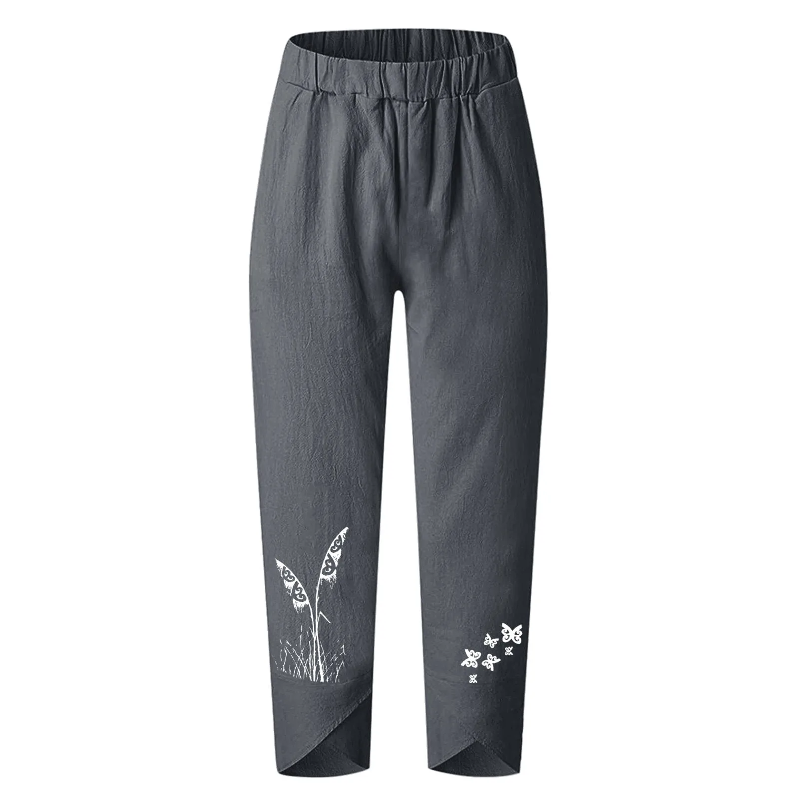 

Sunflower Printing Sweatpants Wide-leg Pants Pockets Calf Length Boho Pants Baggy Straight Breathable Stretchy Pants 2021