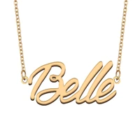 belle name necklace for women stainless steel jewelry 18k gold plated nameplate pendant femme mother girlfriend gift