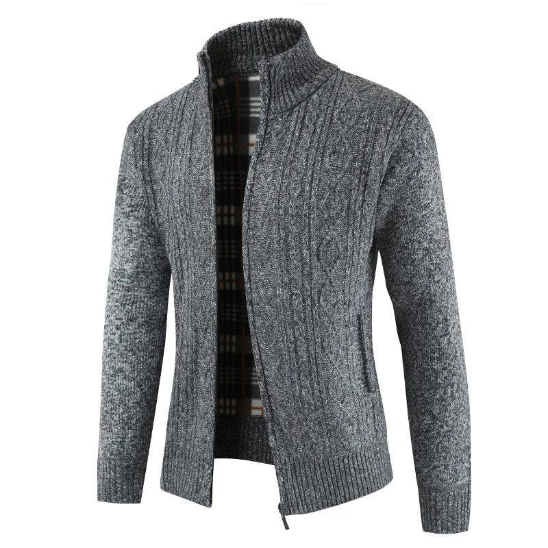 

Winter Jacket Men Coats Solid Slim Fit Thick Fleece Coats Men Jacket Casual Stand Collar Zip Jacket Men 2020 New man clothes