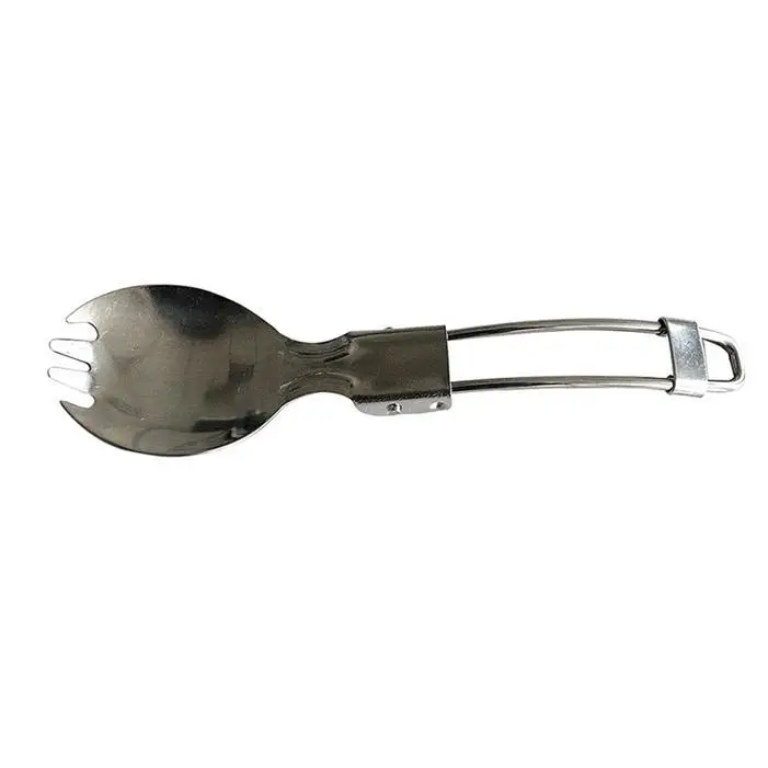 

Outdoor Camping Hiking Stainless Steel Metal Fork Spoon Tableware Cookout Picnic Foldable Folding Spork 1Pcs