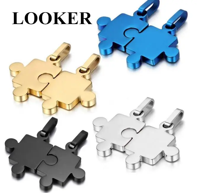 Романтические парные ожерелья-подвески LOOKER гладкие ожерелья-пазлы из титановой