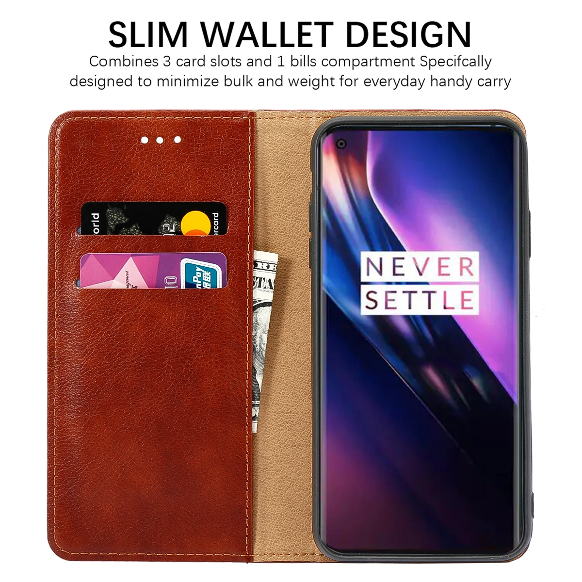 Для Oneplus 8 Pro Чехол-книжка из искусственной кожи в стиле ретро Магнитный