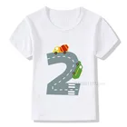 Одежда для мальчиков с симпатичным рисунком автомобиля для детей 1-9 на день рождения; Юбка-американка с принтом Футболка для детей на день рождения рисунком машинки, для влюбленных, футболки для мальчиков и девочек Смешные подарочные футболки подарок