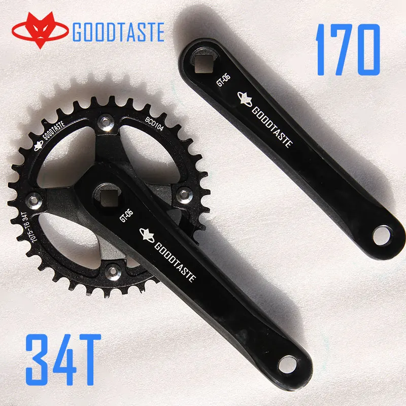 Goodtaste Fahrrad kurbel kettenblatt 104BCD MTB велосипед Kurbel алюминиевый Legierung Mit Boden Kurbel 170 platte rot 32T 34T 36T 38T