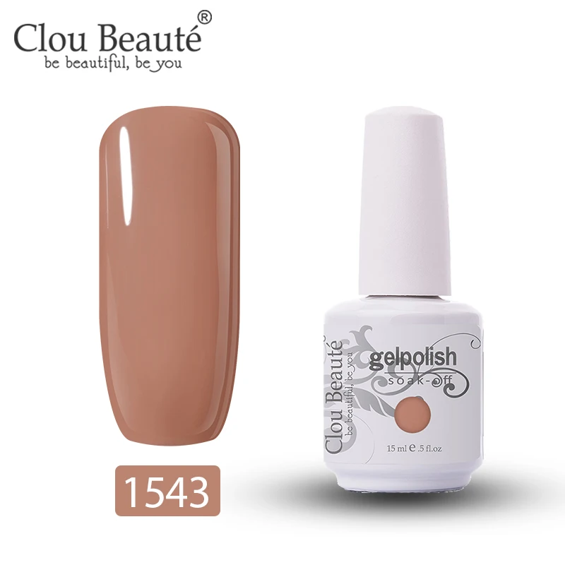 1543 Clou Beaute, 15 мл, лак, Гель-лак, Перманентный лак для ногтей, УФ светодиодный лак для ногтей, для маникюра, долговечный Гель-лак, гель-гибрид - Цвет: 1543