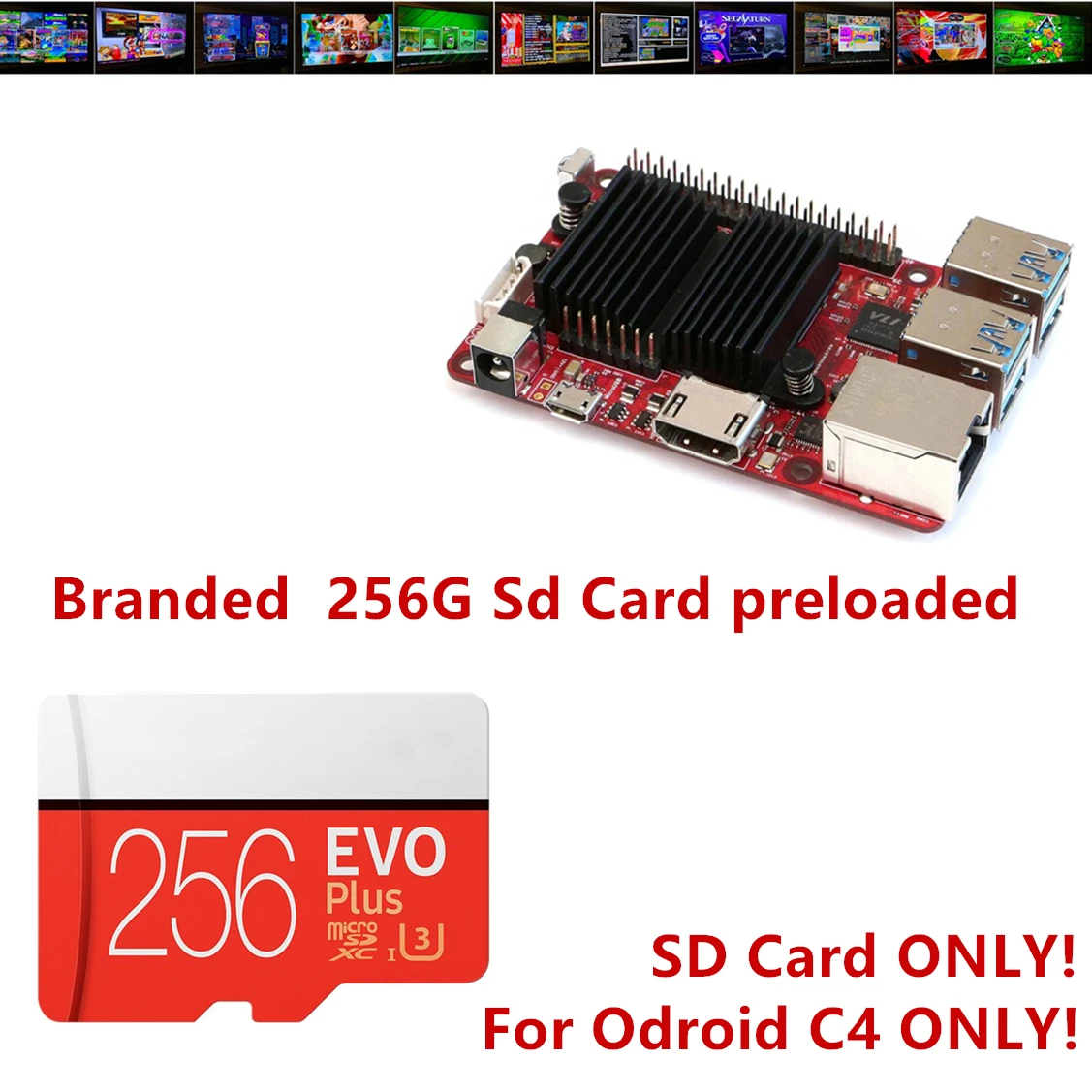 Odroid C4 EmuElec 3 7 256G 16000 + игры и 40 темов только карта Micro SD! Множество удовольствия от Plug
