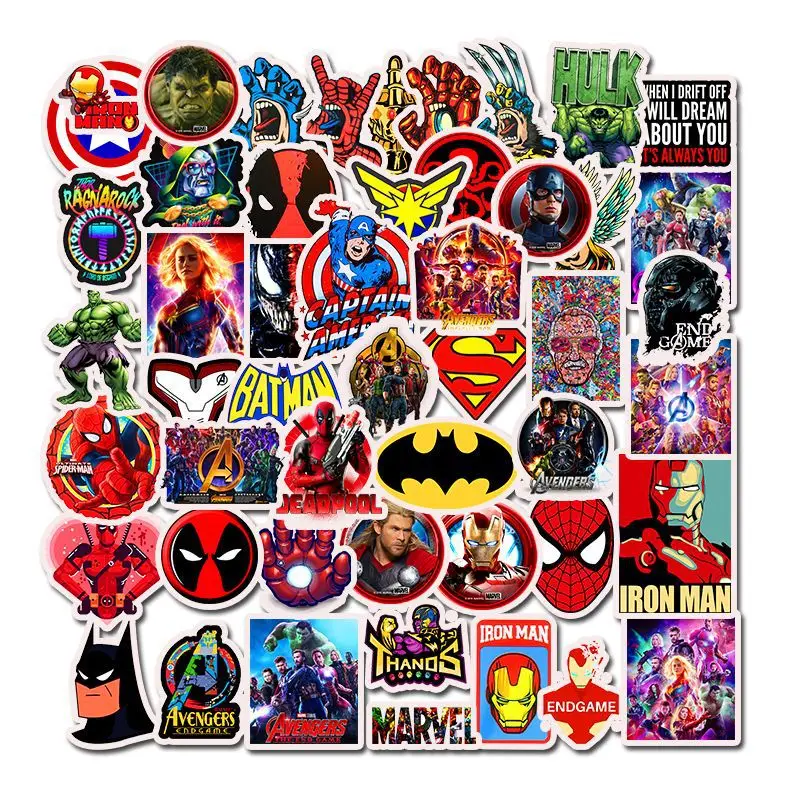 50 шт. disney Marvel серии фильм о супергероях детские игрушечные наклейки мультфильм Граффити Водонепроницаемый скейтборд паста наклейка на чемодан