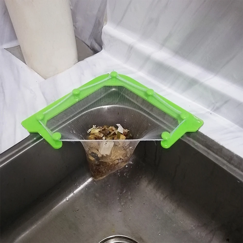 

Kitchen Sink Filter Soup Multifunctional Triangle Drainage Rack Hanging Net Drain Basket Sink Special Filter Leftovers Net