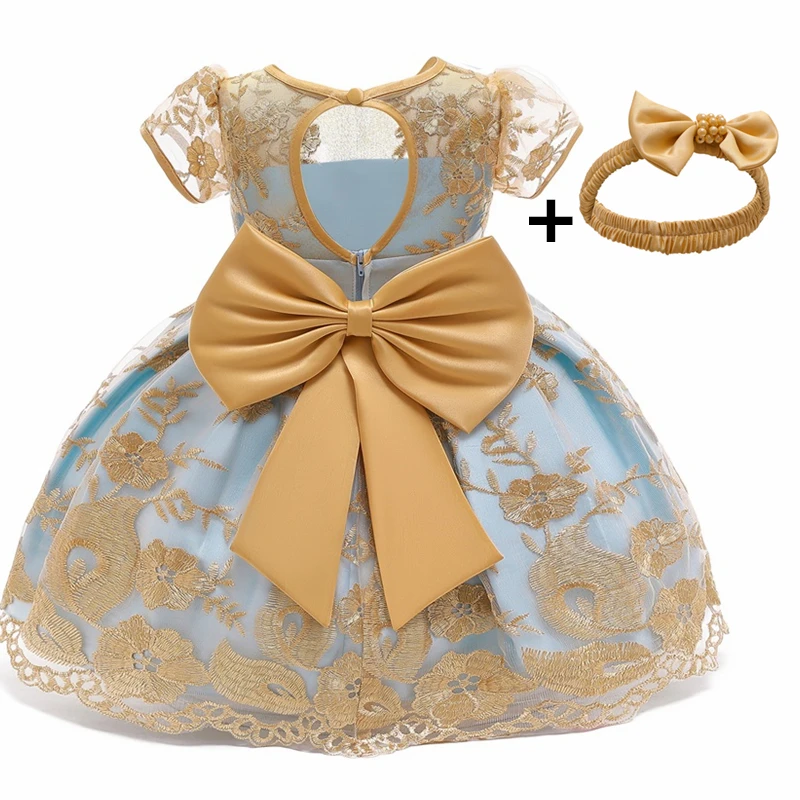 Детская зимняя платье принцессы бантик Платье для маленьких девочек 1st на день