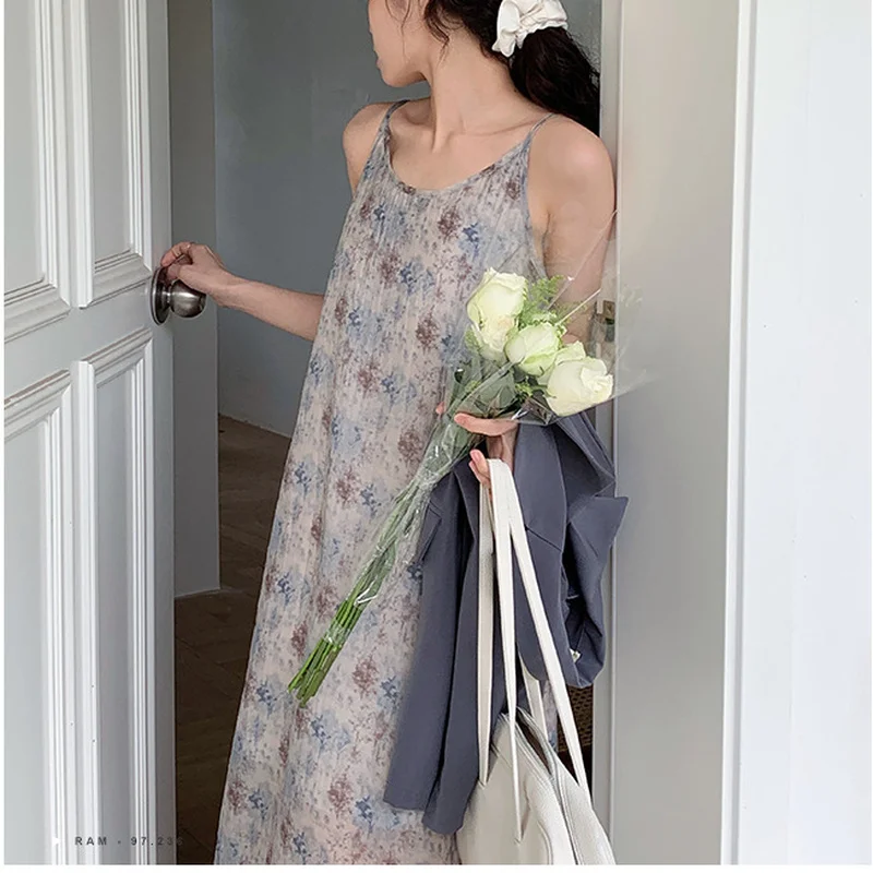 

2021 Summer New Korean Style Temperament Suspender Women Dresses Design Sense High-waisted Thin Sleeveless Vestido De Mujer