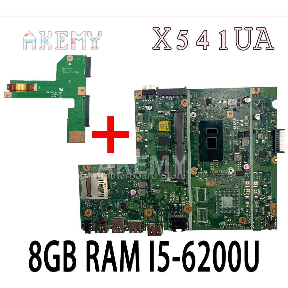 

Akemy New! For Asus X541UA X541UAK X541UVK X541UJ X541UV X541U F541U R541U motherboard laptop motherboard 8G RAM I5-6200U/6198U
