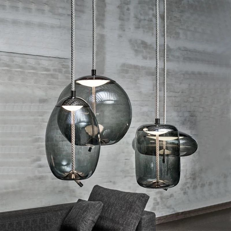 

Restaurant led chandeliers Nordic art glass hanging lamp minimalist cafe study bedside table suspension luminaire 110v-220v