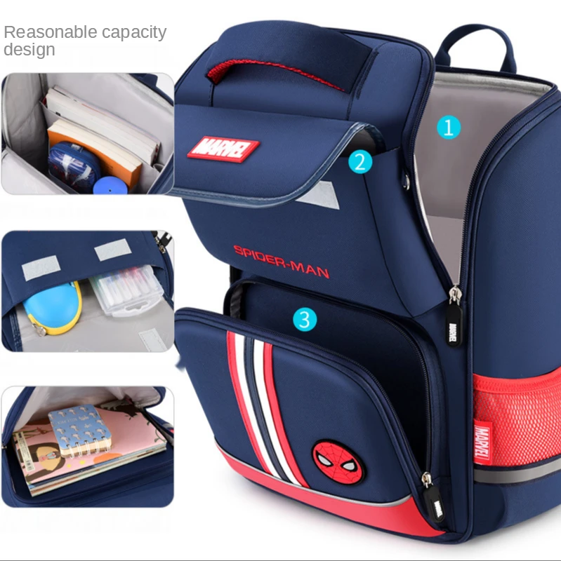 

Disney boys' and children's schoolbags for grades 1 to 3 protect the spine and reduce the burden on boys' lightweight Spider-Man