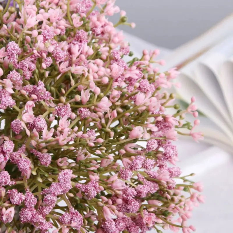 Искусственное детское дыхание Gypsophila свадебное для невесты Подружки невесты букет с атласной лентой для украшения дома Вечерние