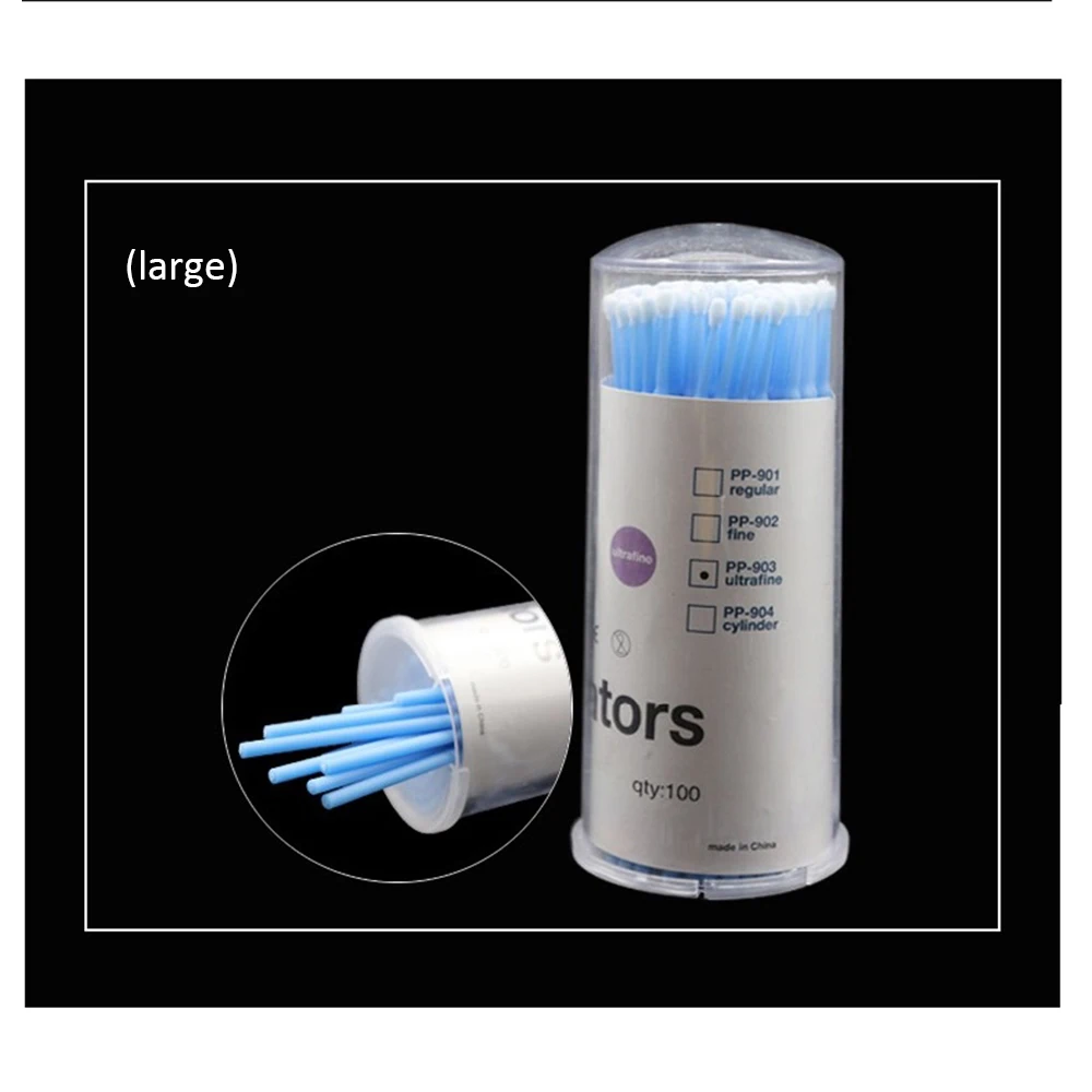 03 Light Blue L 100 шт Горячие натуральные ресницы удаление татуировки микро набор кистей новые одноразовые красочные ватные тампоны щетка для ресниц очищающий тампон - Цвет: 03 Light Blue L