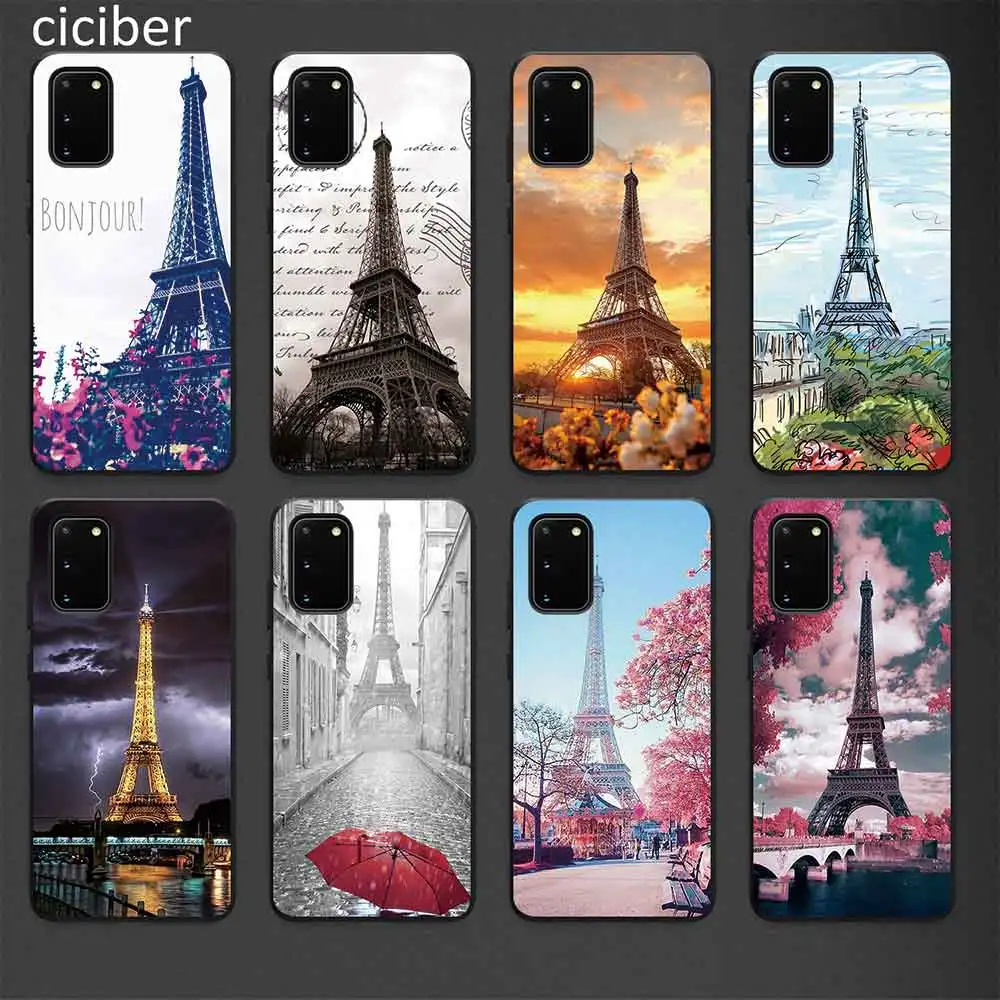 

Eiffel Tower Case for Samsung A50 A51 A70 A71 A72 A21S A52 A02S A12 S10 S20 S9 S8 S21 Plus Ultra Note 20 10 9 Plus Soft Fundas