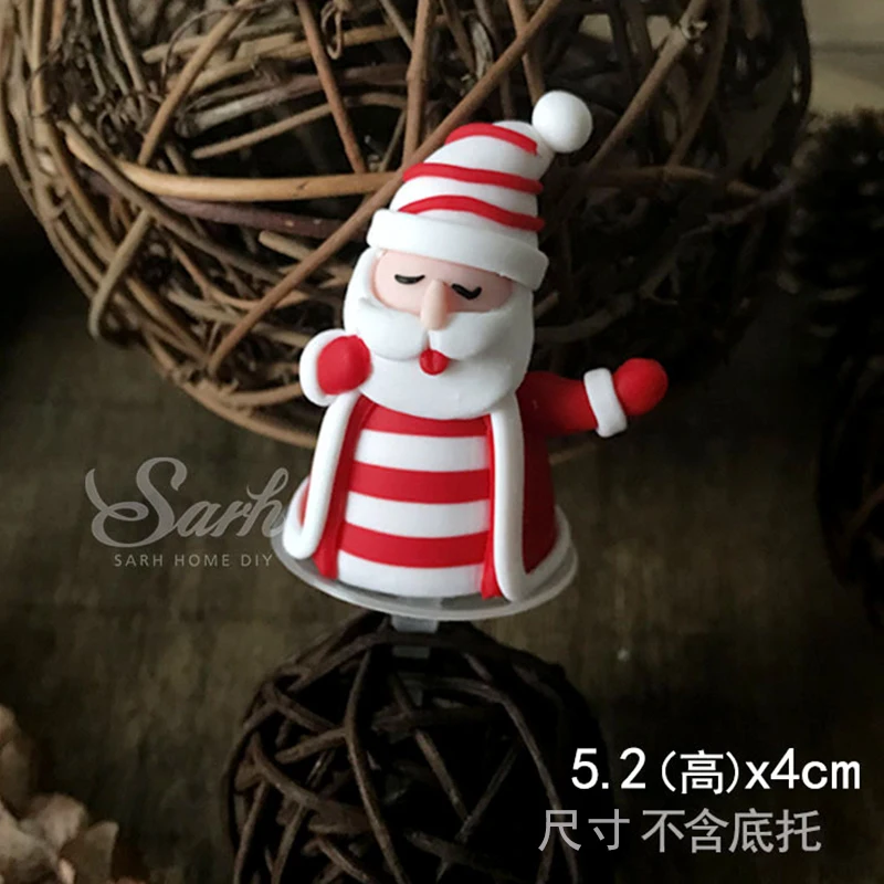 Stripes Santa Рождественская елка сосновые шишки сани торт Топпер для рождественские вечерние принадлежности Снеговик Санта Клаус Декор год выпечки Любовь Подарки - Цвет: Stripes Santa