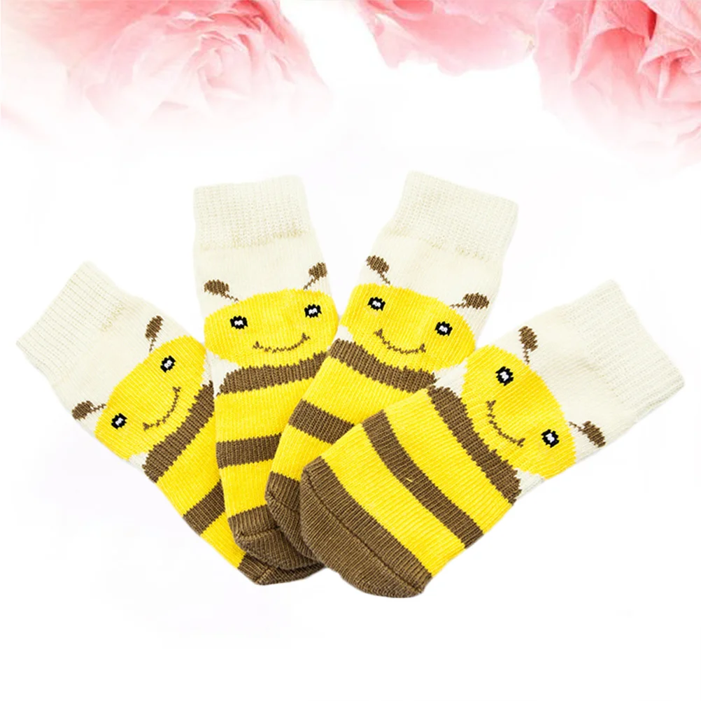 

Очаровательные желтые полосатые чулки, Нескользящие хлопковые носки для домашних животных, собак, Щенков (Размер 2XL), 4 шт.