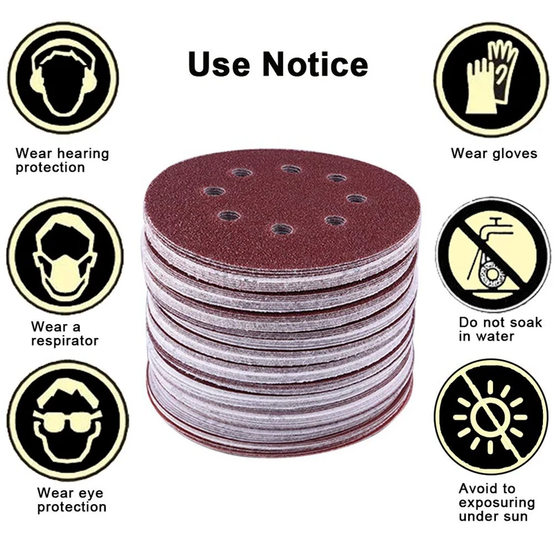 

100 Pcs Sanding Discs 5 Inch 8 Holes Hook and Loop 80-3000 Grit Assorted for Ran Orbital Sander