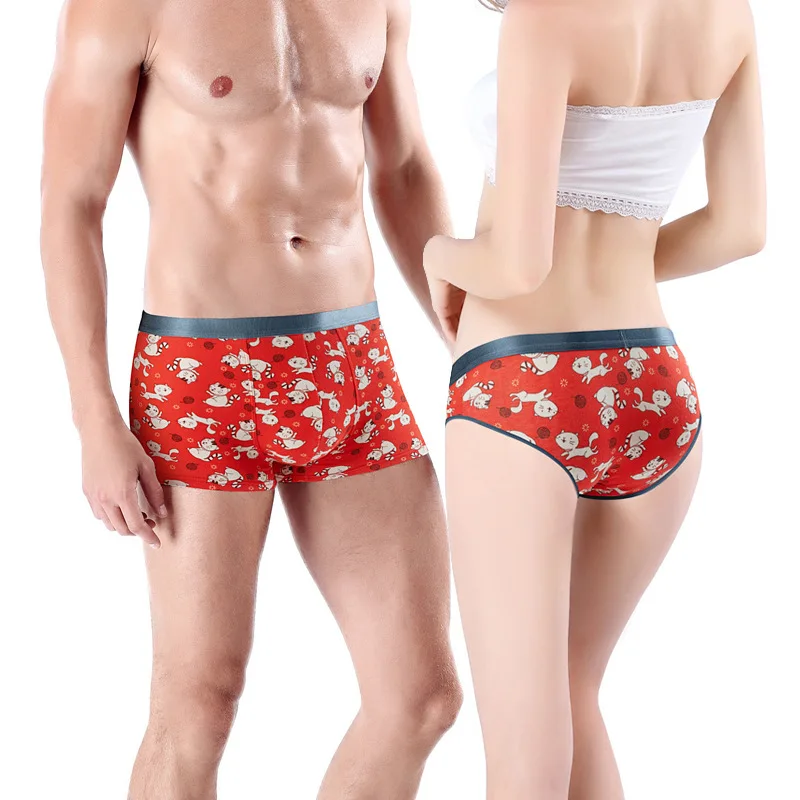 Комплект нижнего белья для пар Мультяшные хлопковые трусы женское нижнее белье