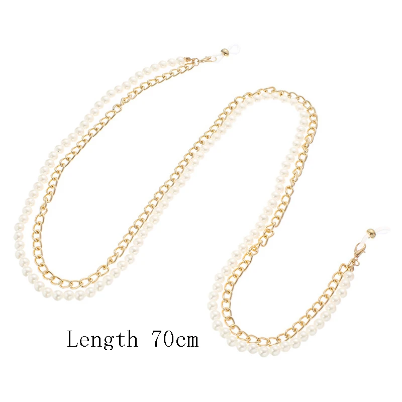 

2021 Vintage Double Layers Fashion Women Face Mask Chain Mask Lanyard Holder White Pearl Sunglasses Chain Glasses Accessories