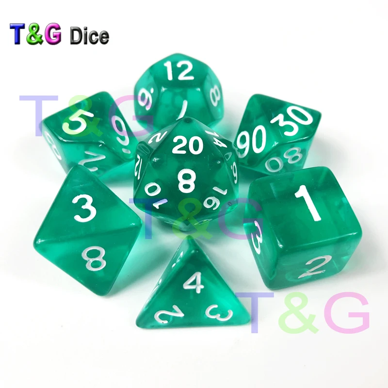 Rpg Прозрачный Красочный кристально прозрачный набор игральных костей 7 шт./лот D4 D6