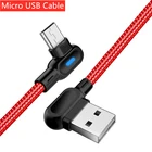 Кабель Micro USB в нейлоновой оплетке, 90 градусов, 1 м, 2 м, 3 м, для быстрой зарядки и передачи данных, для Samsung S7, S8, xiaomi, redmi, LG, Micro USB