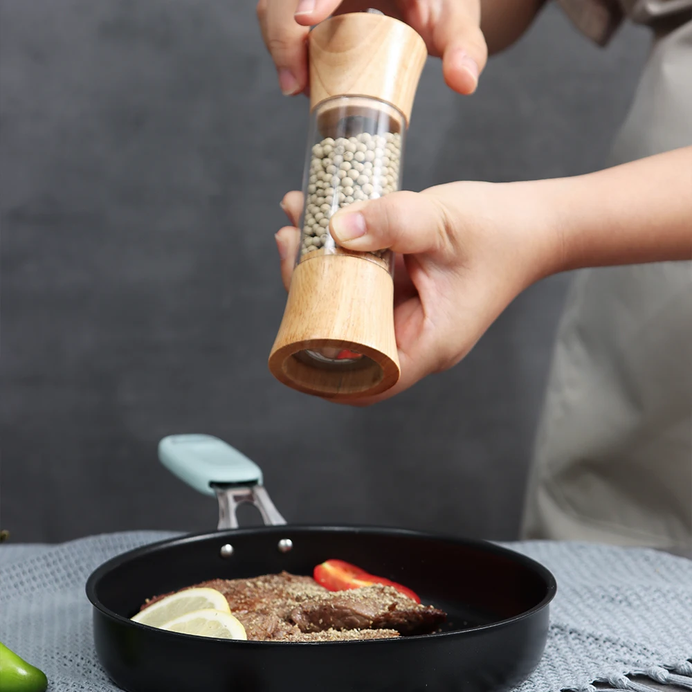 wood pepper grinder and salt spices tool manual acrylic grind gadgets kitchen mill adjustable grinders ceramic design shaker free global shipping