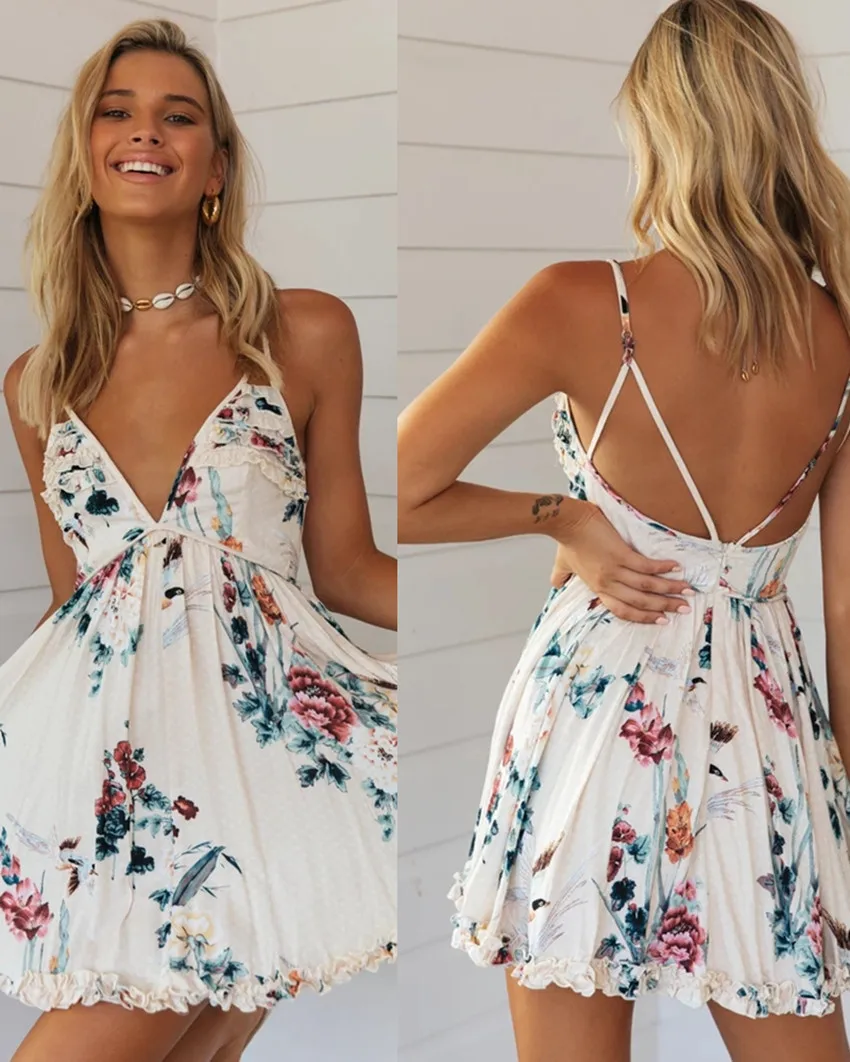 

2021 Hot Selling Sexy Girls Slip Dress Sleeveless Leisure Wear Deep V-Neck NIghtgown For Women
