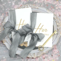 2pcs wedding favor bride groom wedding vows card oath card romantic party pearly yarn ribbon 2 book his hers