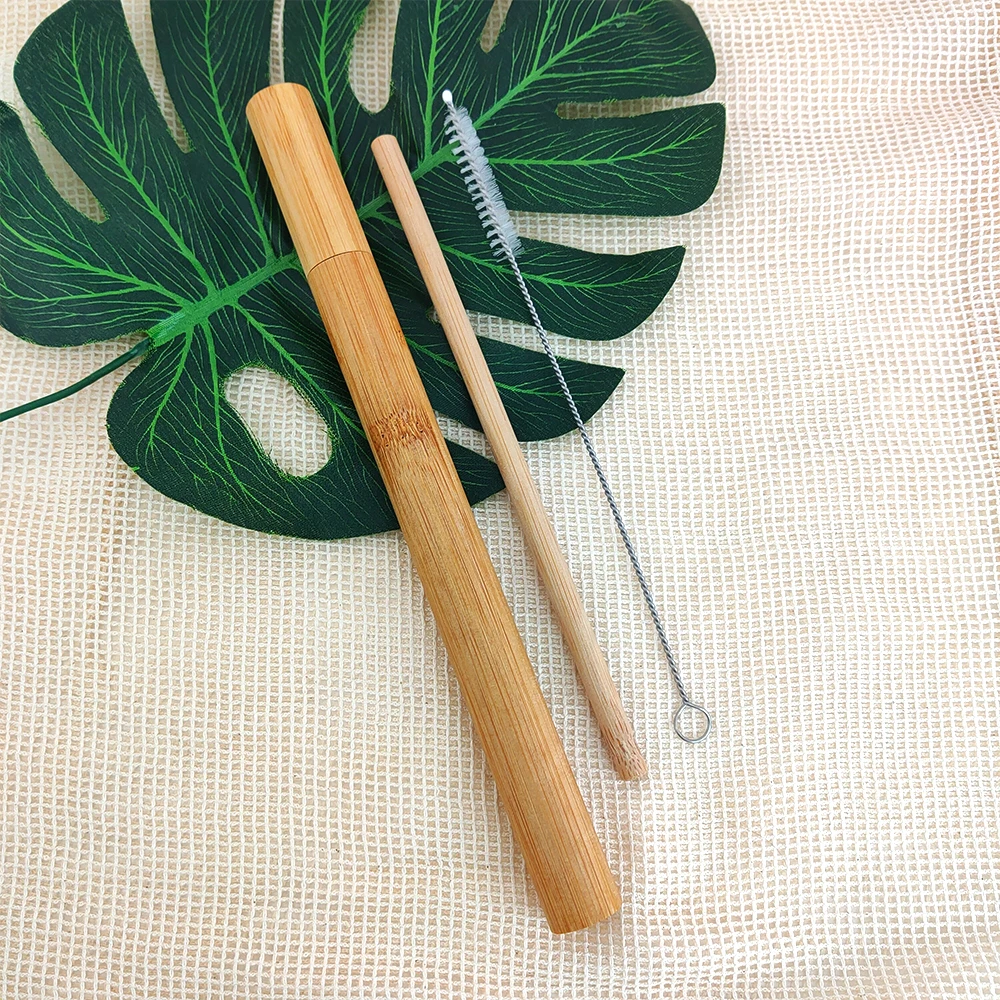 Bamboo straw set tube with and nylon brush | Дом и сад