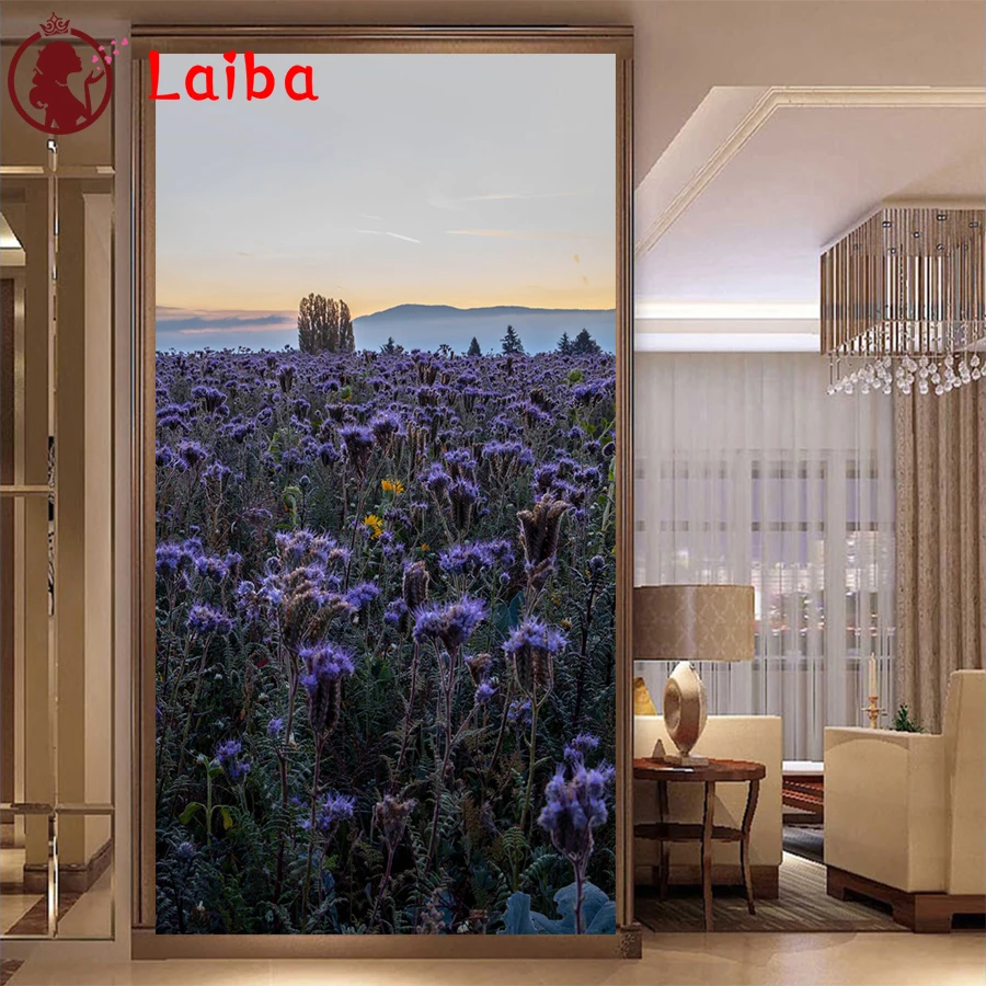 

Алмазная живопись «сделай сам», природный пейзаж, фиолетовый цветок, море, стразы, мозаика, вышивка крестиком 5d, Набор для вышивки квадратными и круглыми стразами