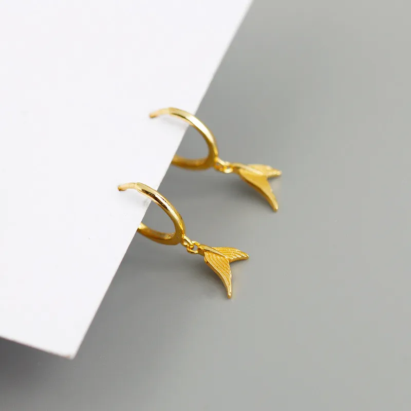 Женские серьги-гвоздики рыбий хвост WANTME из стерлингового серебра 925 пробы с