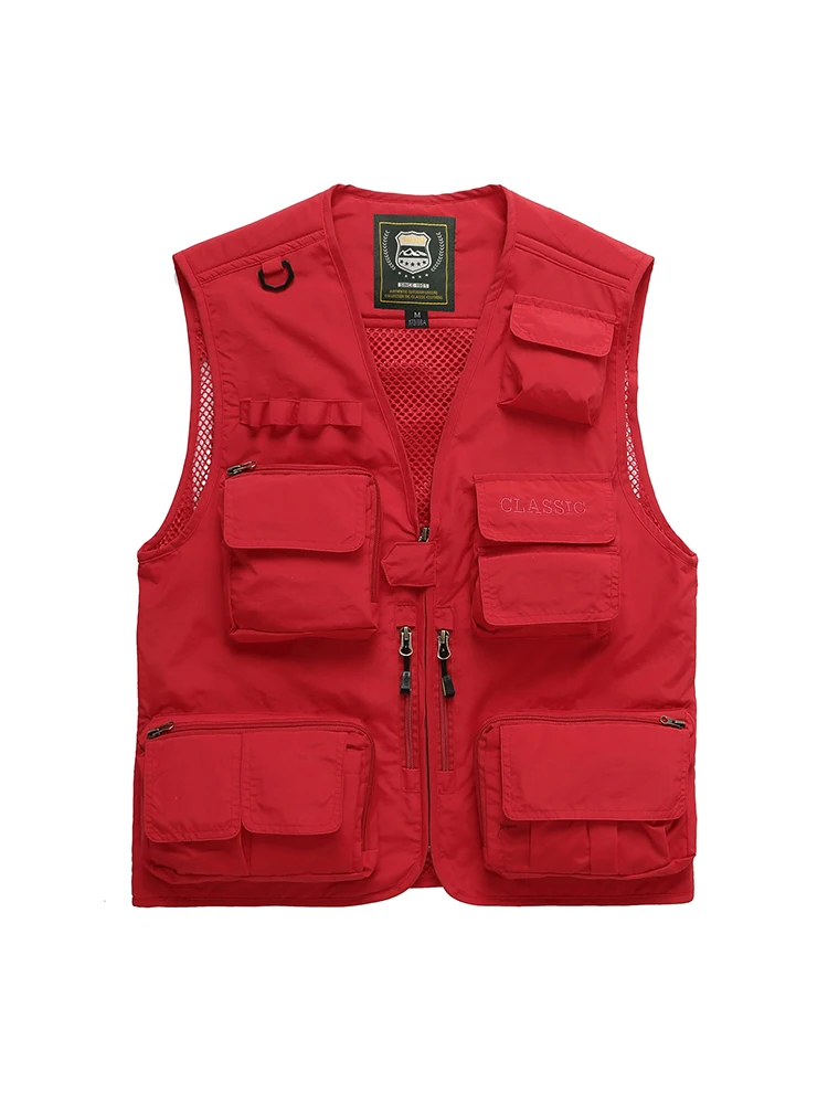 

Men's Fishing Vest Outdoor Sports Fishing Lifesaver Vest Multi-pocket Zippered Photo Safari Outdoor Oversize Jacket Vest Pockey